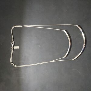 The Limited Silver Tone Curved Twisted Bar Two Strand Statement Necklace